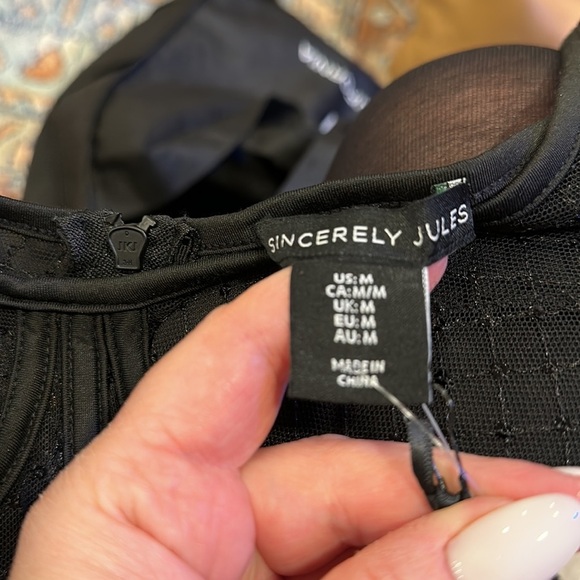 Sincerely Jules NWT Black Sheer Long Sleeve Bustier - Picture 11 of 11